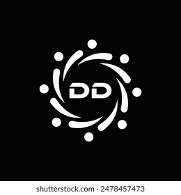 DD logo. D D design. White DD letter. DD, D D letter logo design. Initial letter DD linked circle uppercase monogram logo.