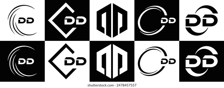 DD logo. D D design. White DD letter. DD, D D letter logo design. Initial letter DD linked circle uppercase monogram logo.
