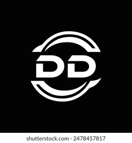 DD logo. D D design. White DD letter. DD, D D letter logo design. Initial letter DD linked circle uppercase monogram logo.