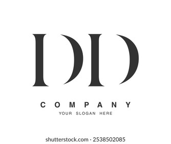 Design do logotipo DD. Estilo de fonte das letras iniciais d e d serif. Tipografia clássica do nome da empresa. Logotipo ou identidade da moda. Ilustração vetorial.