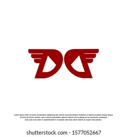 DD logo design with simple wings. logo vector Illustration.