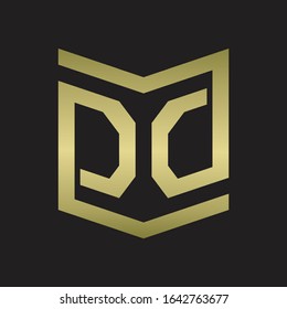 DD Logo Emblem Monogram With Shield Style Design Template Isolated On gold colors