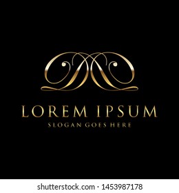 DD logo initial with Golden Luxury Colors on black background, logo - vecto r- template.