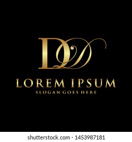 DD logo initial with Golden Luxury Colors on black background, logo - vecto r- template.