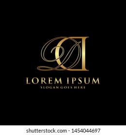 DD logo initial with Golden Luxury Colors on black background, logo - vecto r- template.