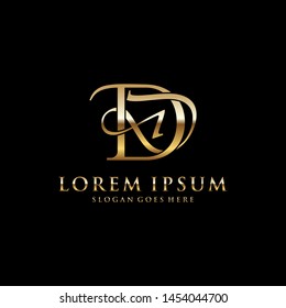DD logo initial with Golden Luxury Colors on black background, logo - vecto r- template.