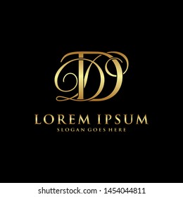 DD logo initial with Golden Luxury Colors on black background, logo - vecto r- template.