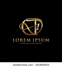 DD logo initial with Golden Luxury Colors on black background, logo - vecto r- template.