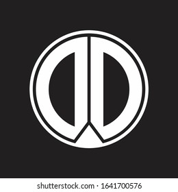 DD Logo monogram circle with piece ribbon style on black background