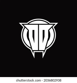 DD Logo monogram with circle rounded shape design template on black background