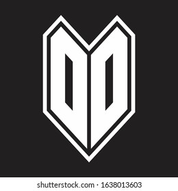DD Logo monogram with emblem line style isolated on black background