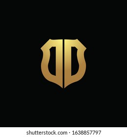 DD logo monogram with gold colors and shield shape design template