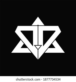 DD Logo-Monogramm einzeln auf schwarzem Hintergrund mit dreieckiger Design-Vorlage