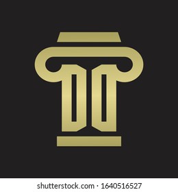 DD Logo monogram with pillar style design template with gold colors