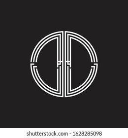 DD Logo monogram triple ribbon style line design template isolated on black background