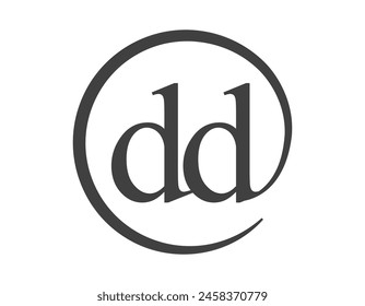 DD logo from two letter with circle shape email sign style. D and D round logotype of business company for brand identity.