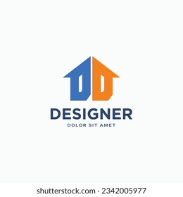 DD monogram logo with house icon simple shape minimal design illustration