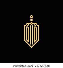 DD vintage shield and sword initial logo in high quality professional design that will print well across any print media