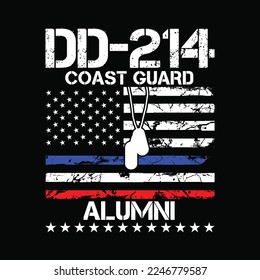 DD-214 US Coast Guard Alumni American Flag Vintage