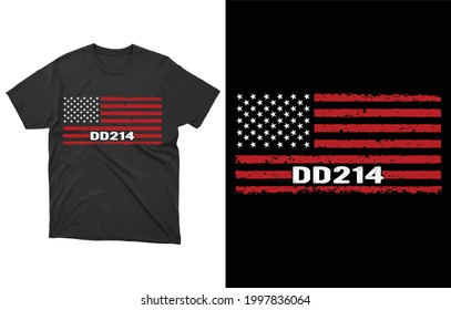 DD214 US Flag T-Shirt Vector Design, 
US Veteran DD214 US Flag,