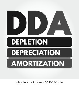 DDA - Depletion Depreciation Amortization acronym, business concept background