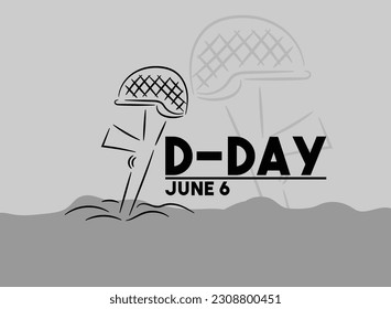 D-Day. June 6. Hand drawn. Abstract design vector. Eps 10.
