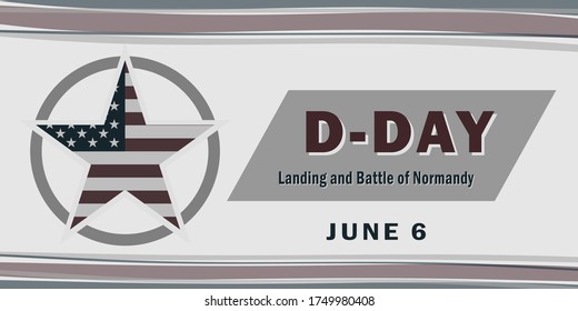 D-Day, Normandy landings concept June 6, 1944 during the Neptune military operation. Vector template for design. All elements are isolated.