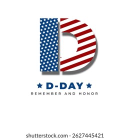 D-Day Normandy Landings June 6 Background With American Flag. Vector illustration.