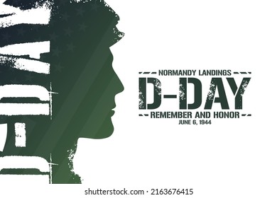 D-Day. Normandy Landings. Remember and Honor. June 6, 1944. Holiday concept. Template for background, banner, card, poster with text inscription. Vector EPS10 illustration