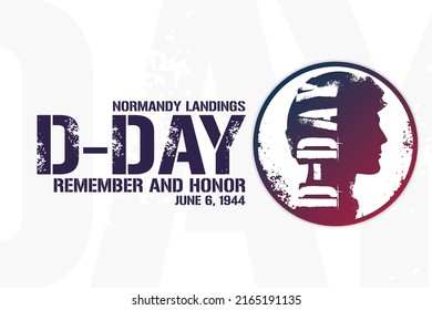 D-Day. Normandy Landings. Remember and Honor. June 6, 1944. Holiday concept. Template for background, banner, card, poster with text inscription. Vector EPS10 illustration