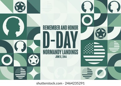 D-Day. Normandy Landings. Remember and Honor. June 6, 1944. Holiday concept. Template for background, banner, card, poster with text inscription. Vector EPS10 illustration