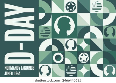 D-Day. Normandy Landings. Remember and Honor. June 6, 1944. Holiday concept. Template for background, banner, card, poster with text inscription. Vector EPS10 illustration