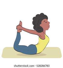 Ddhanurasana. Bow pose. Yoga pose for beginners.