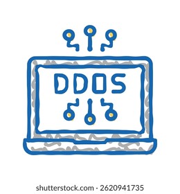 ícone de doodle de ataque ddos esboço vetor. sinal de ataque ddos. ilustração de símbolo isolado