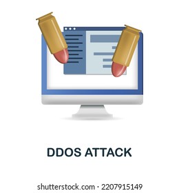 Ddos Attack Symbol. 3D-Illustration aus der Sammlung von Cyberkriminalität. Kreatives Ddos Attack 3d-Symbol für Webdesign, Vorlagen, Infografiken und mehr