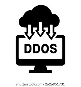 DDoS-Angriffssymbol auf weißem Hintergrund, Vektor
Vektorsymbol für Cybersicherheit