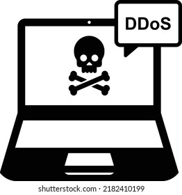 DDos Attack to Server By Hacker Concept, perpetrator seeks to make a machine unavailable vector icon design, White Collar Crime symbol, Computer crime Sign, security breakers stock illustration