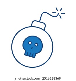 Ddos Hacker Bomb Blue Editable Stroke Icons. Cyber Security Technology, Phishing, Hacking, Cyber Crime, Security, Trojan, Device Protection, Privacy Vector Illustration.