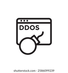 Ddos icon black and white vector outline sign