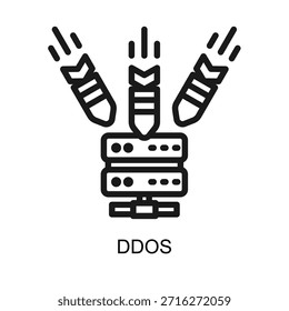 Ilustración vectorial de línea de icono de Ddos