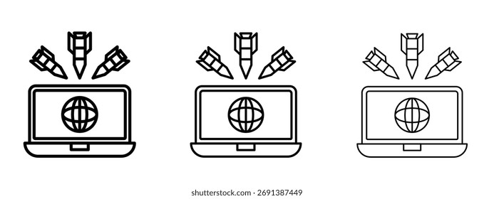 Icono de Ddos en el símbolo de estilo de trazo de contorno.