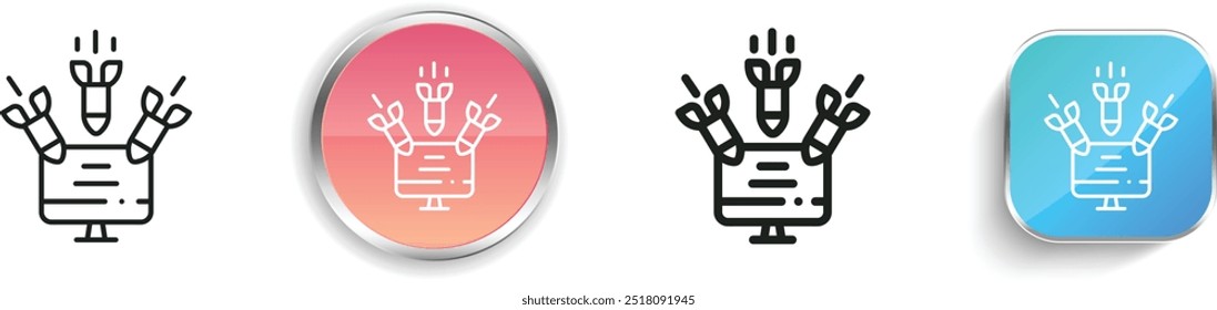 ícone ddos. Design fino, linear, regular e estilo botão isolado no fundo branco
