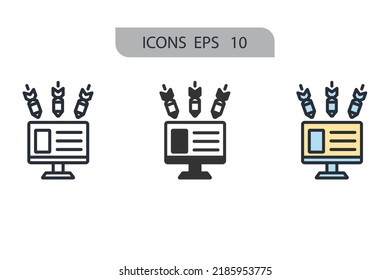 DDoS Icons  Symbol Vector Elements For Infographic Web