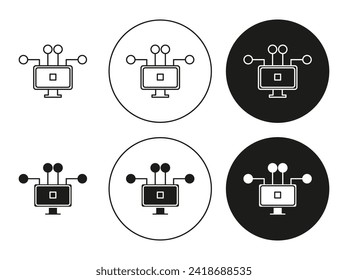 Ddos outlined icon contour line vector. Ddos flat and simple set design