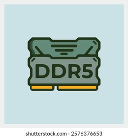 DDR5 RAM Module Icon Featuring a Green Design and the Text DDR5 on a Light Blue Background