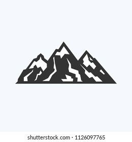 Ddrawn graphic icon of the tops of mountains for design. Summer camp, vacation in nature. Vector illustration, icons. Logotype, Logo