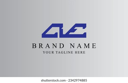 DE AE blue creative brand minimal logo designs with gray white background template