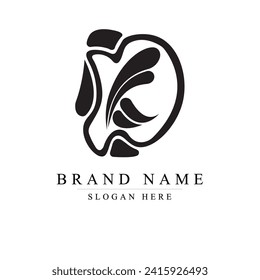 DE art bird dove flying logo, DE Wings design element, initial Letter DE logo Icon, Initial de Logo Template	
