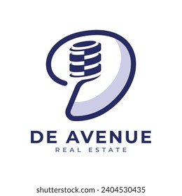 De Avenue Logo design modern and simple concept for real estate development 