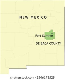 Ubicación en el mapa del condado de De Baca y la aldea de Fort Sumner